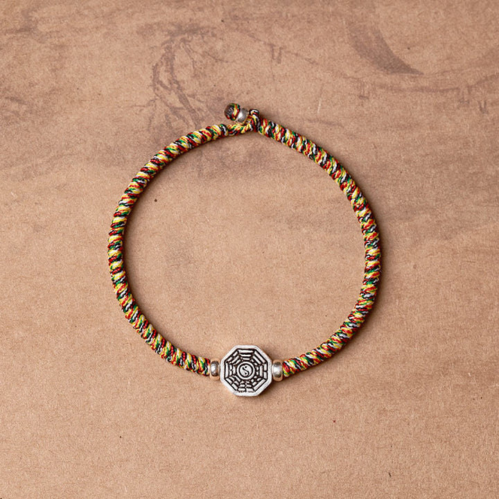 Buddha Stones925スターリングシルバー 陰陽八卦シンボル 辰砂 ストリング 集中ブレスレット