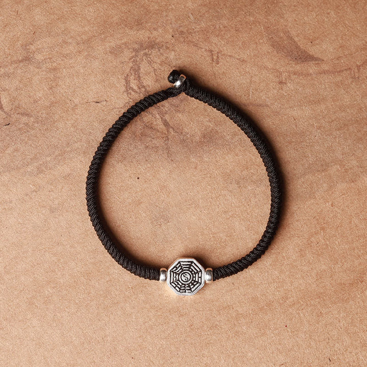 Buddha Stones925スターリングシルバー 陰陽八卦シンボル 辰砂 ストリング 集中ブレスレット