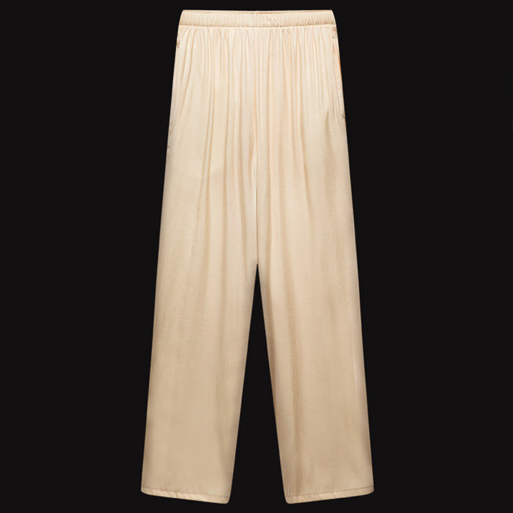 清明節の川沿いのBuddha Stones模様の伝統的な唐装半袖シャツパンツ服装メンズセット