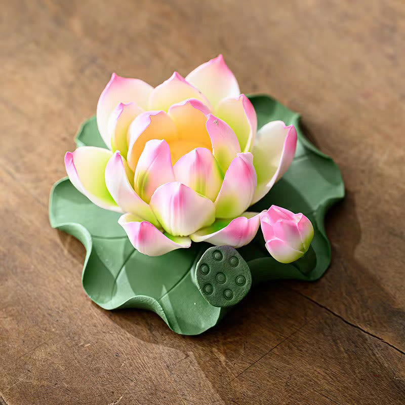 Buddha Stones蓮の花 葉 ポッド スピリチュアルヒーリング セラミックスティック 香炉 装飾
