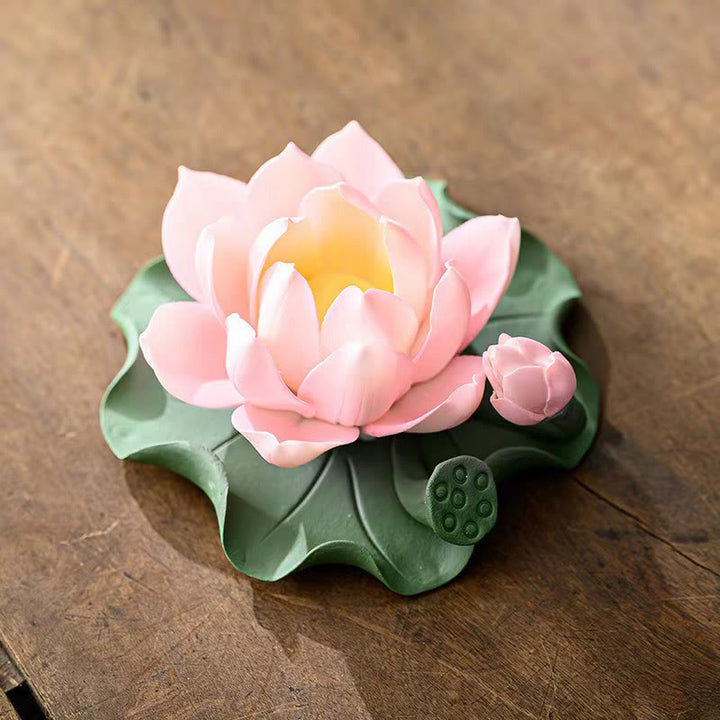 Buddha Stones蓮の花 葉 ポッド スピリチュアルヒーリング セラミックスティック 香炉 装飾