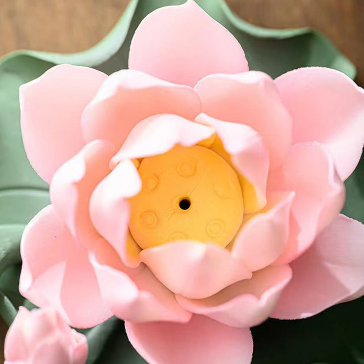 Buddha Stones蓮の花 葉 ポッド スピリチュアルヒーリング セラミックスティック 香炉 装飾