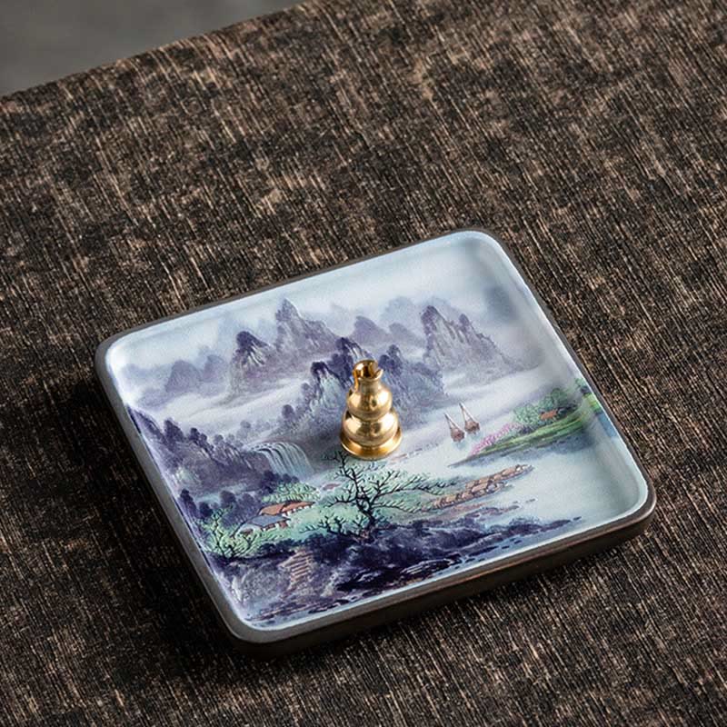 Buddha Stones山 湖 花 葉 癒し 陶器 プレート トレイ スティック 香炉 装飾