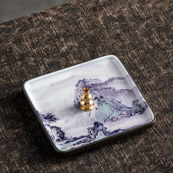 Buddha Stones山 湖 花 葉 癒し 陶器 プレート トレイ スティック 香炉 装飾