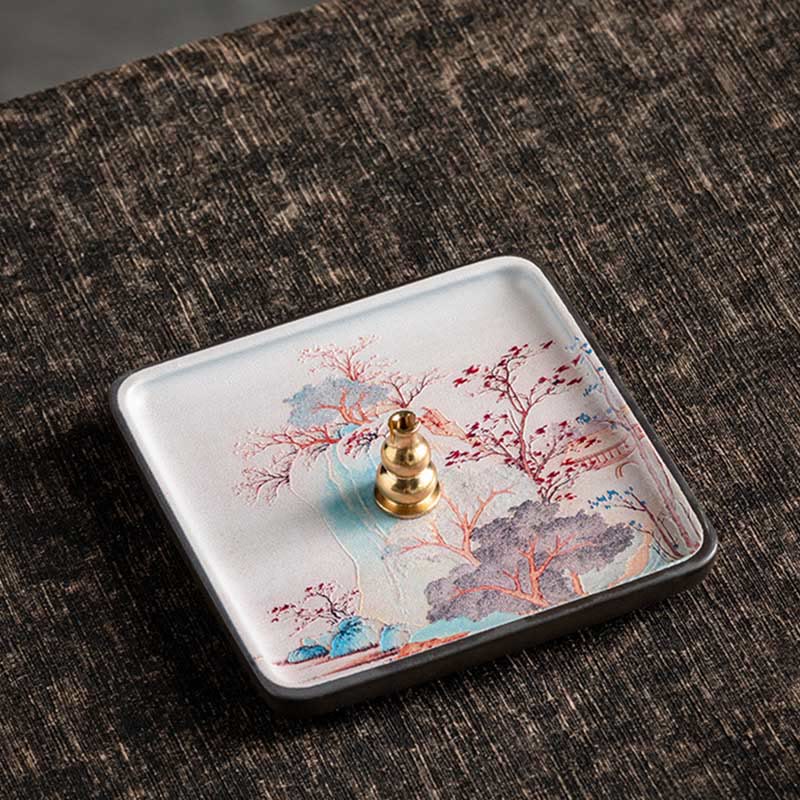 Buddha Stones山 湖 花 葉 癒し 陶器 プレート トレイ スティック 香炉 装飾