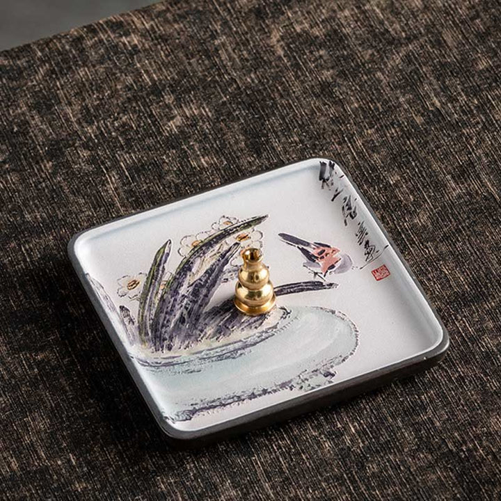 Buddha Stones山 湖 花 葉 癒し 陶器 プレート トレイ スティック 香炉 装飾