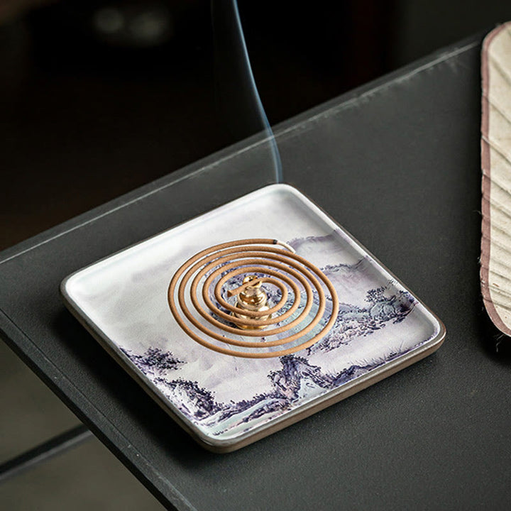 Buddha Stones山 湖 花 葉 癒し 陶器 プレート トレイ スティック 香炉 装飾