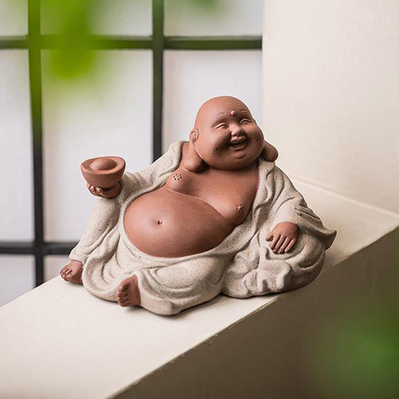 Buddha Stones笑う仏インゴット 富を引き寄せる 紫粘土 弥勒像 装飾 - image 7