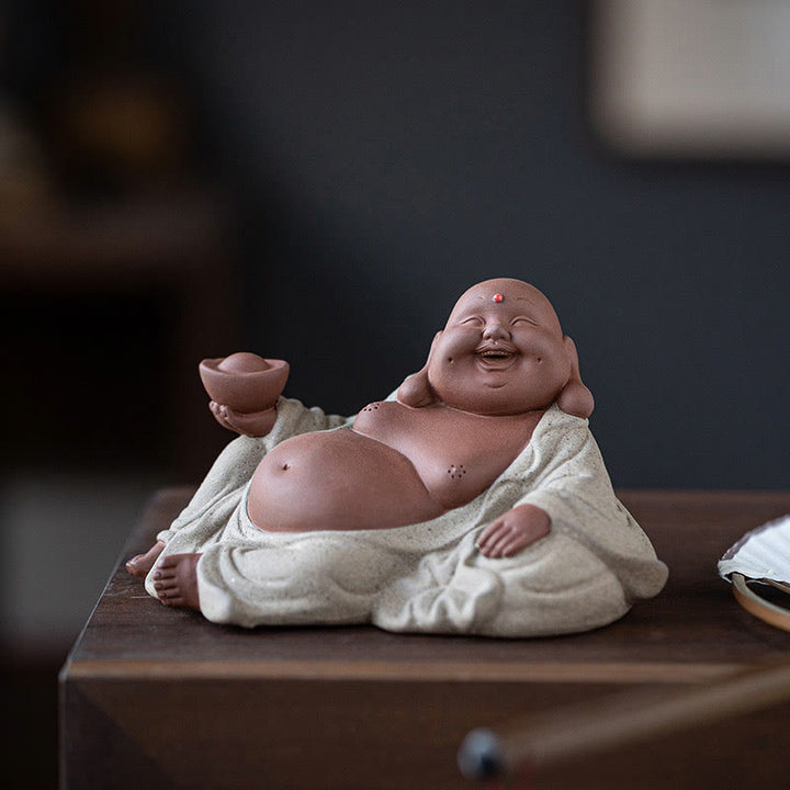 Buddha Stones笑う仏インゴット 富を引き寄せる 紫粘土 弥勒像 装飾 - image 15