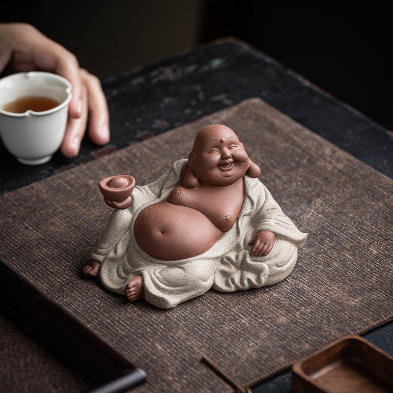 Buddha Stones笑う仏インゴット 富を引き寄せる 紫粘土 弥勒像 装飾 - image 4