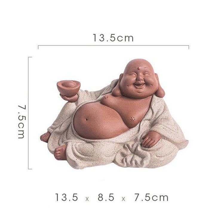 Buddha Stones笑う仏インゴット 富を引き寄せる 紫粘土 弥勒像 装飾