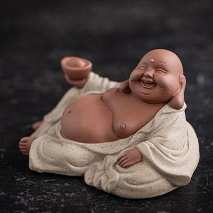Buddha Stones笑う仏インゴット 富を引き寄せる 紫粘土 弥勒像 装飾 - image 12