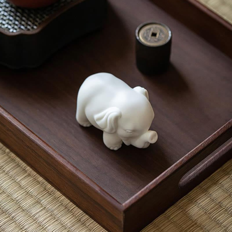 Buddha Stones小さな象の像 白磁 セラミック 強度 家庭用 デスク 装飾
