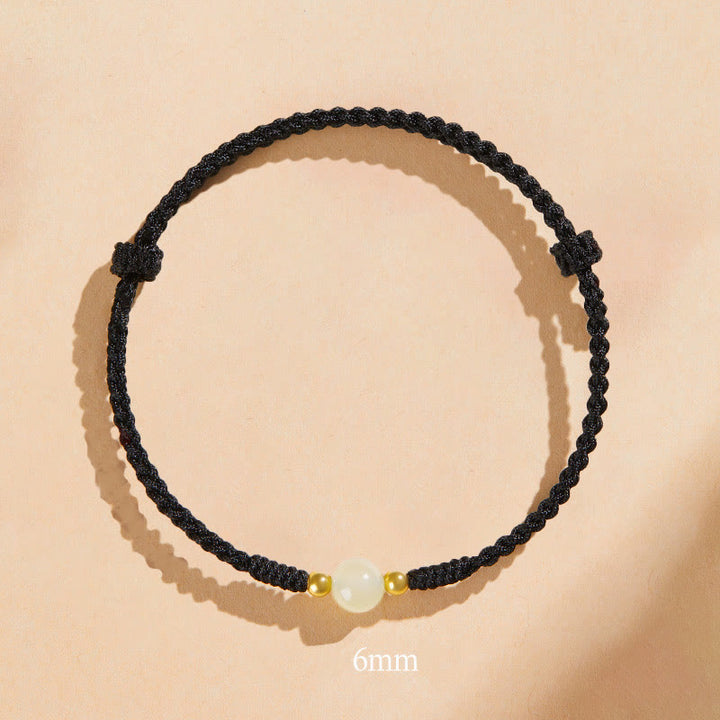 Buddha Stones手作りラウンド翡翠幸運ビーズ繁栄編みブレスレット
