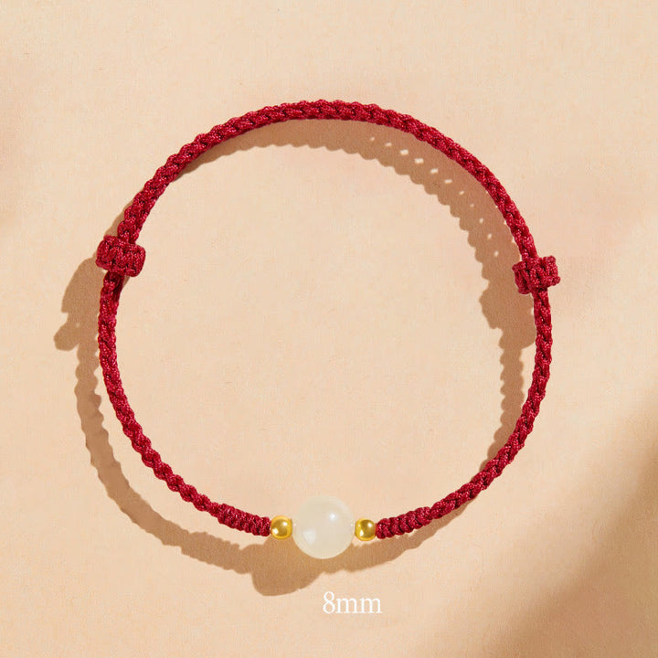 Buddha Stones手作りラウンド翡翠幸運ビーズ繁栄編みブレスレット