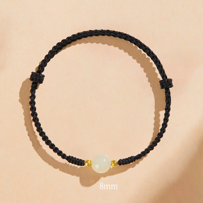 Buddha Stones手作りラウンド翡翠幸運ビーズ繁栄編みブレスレット