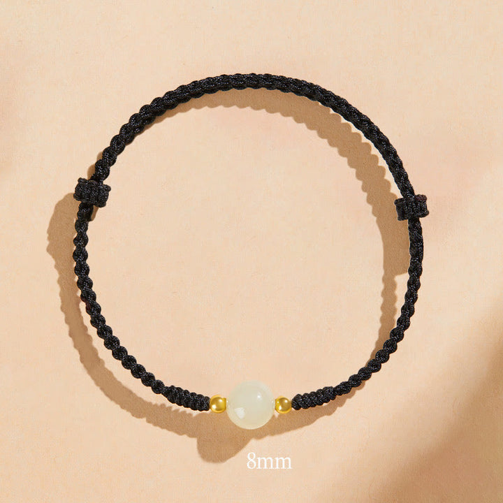 Buddha Stones手作りラウンド翡翠幸運ビーズ繁栄編みブレスレット