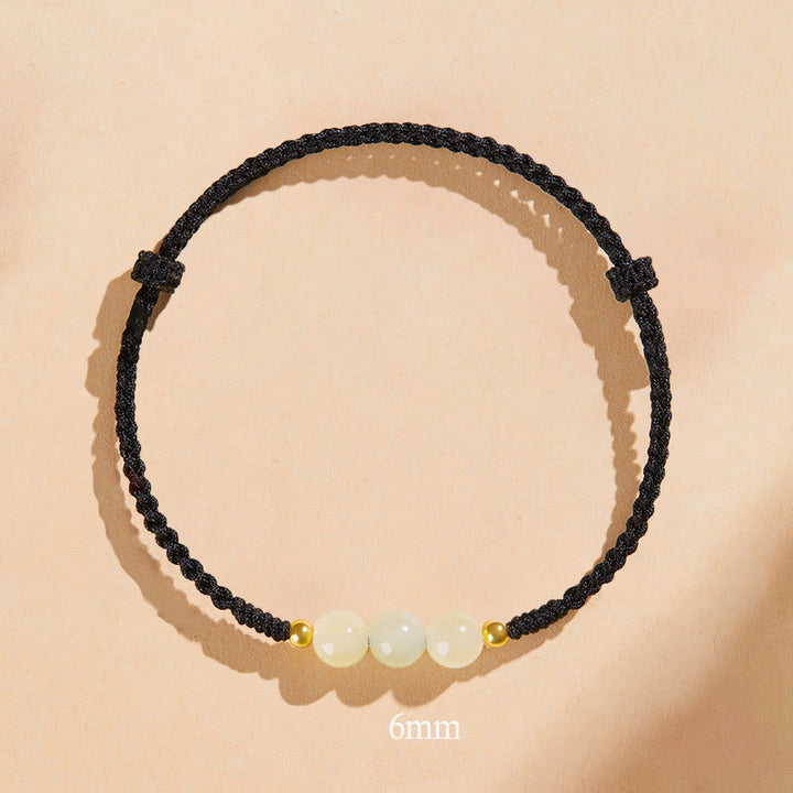 Buddha Stones手作りラウンド翡翠幸運ビーズ繁栄編みブレスレット