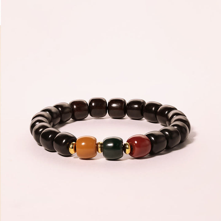 Buddha Stones黒檀 ローズウッド 平和バランスブレスレット