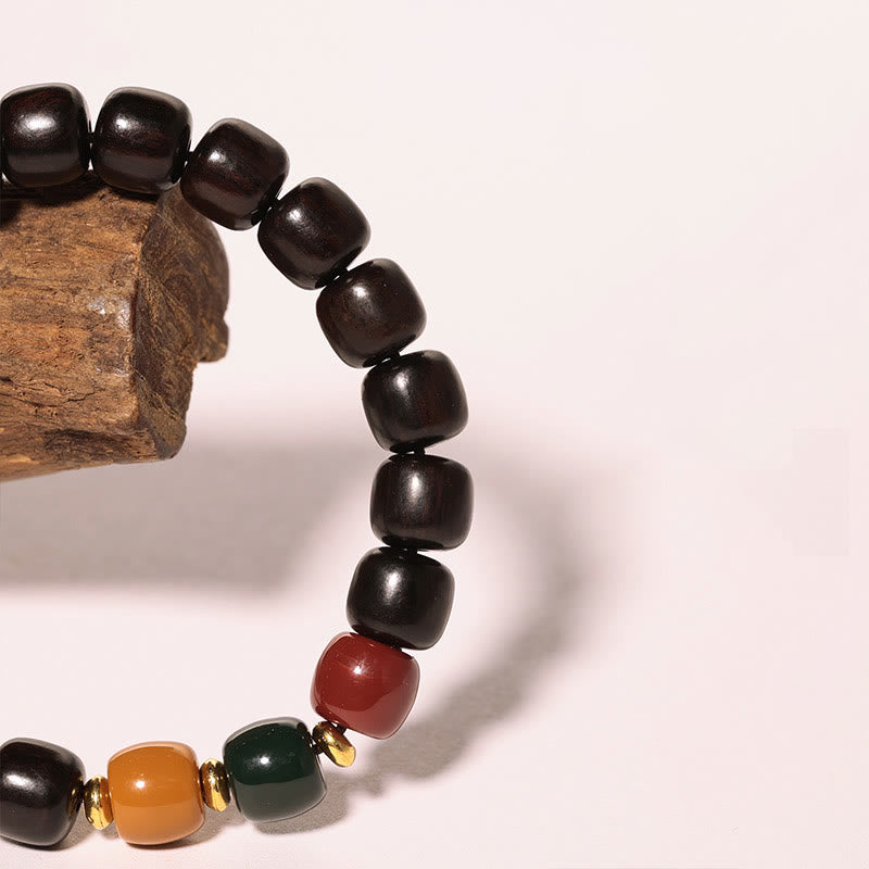 Buddha Stones黒檀 ローズウッド 平和バランスブレスレット