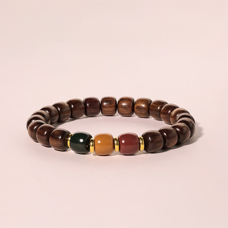 Buddha Stones黒檀 ローズウッド 平和バランスブレスレット