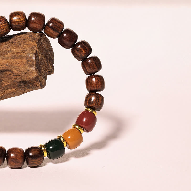 Buddha Stones黒檀 ローズウッド 平和バランスブレスレット
