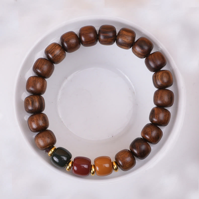 Buddha Stones黒檀 ローズウッド 平和バランスブレスレット