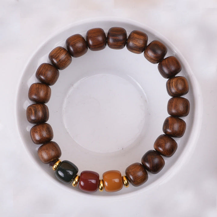 Buddha Stones黒檀 ローズウッド 平和バランスブレスレット
