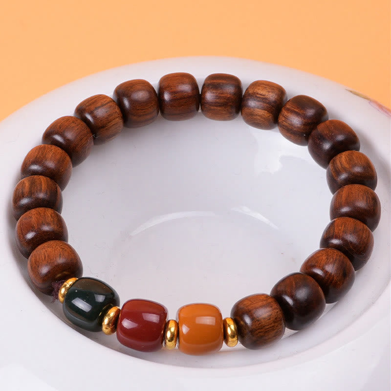 Buddha Stones黒檀 ローズウッド 平和バランスブレスレット
