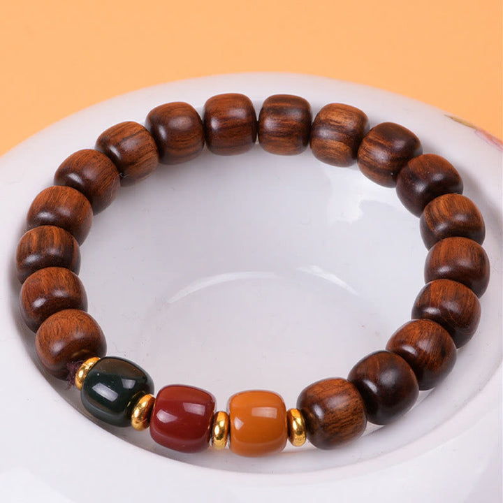 Buddha Stones黒檀 ローズウッド 平和バランスブレスレット