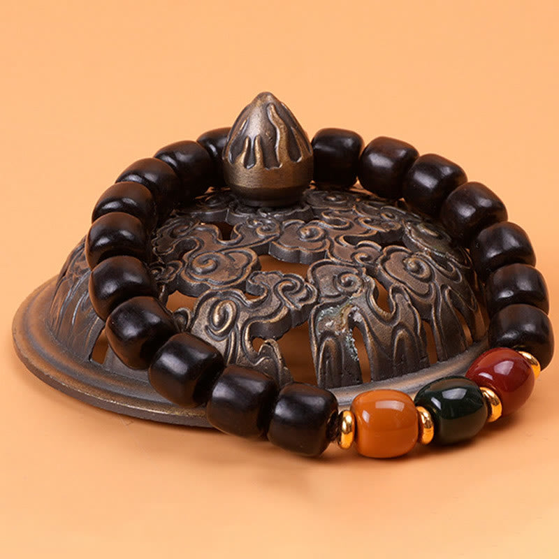 Buddha Stones黒檀 ローズウッド 平和バランスブレスレット