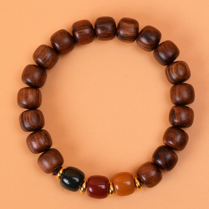Buddha Stones黒檀 ローズウッド 平和バランスブレスレット