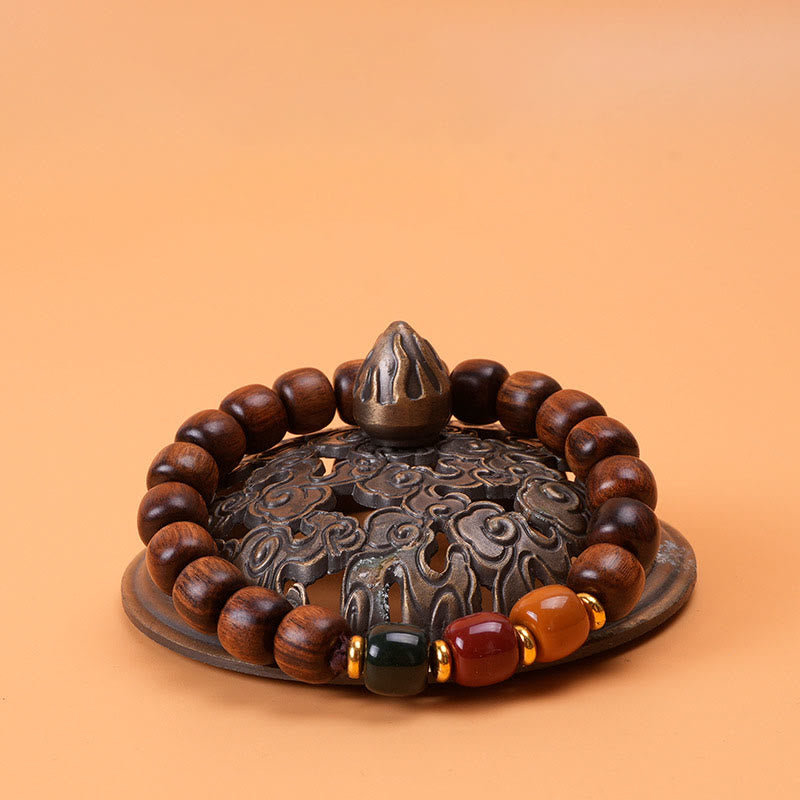 Buddha Stones黒檀 ローズウッド 平和バランスブレスレット