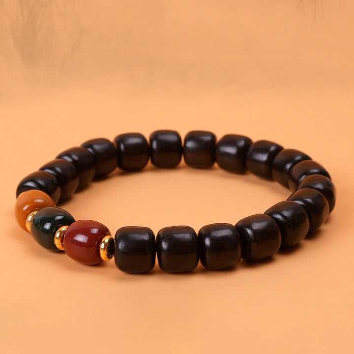 Buddha Stones黒檀 ローズウッド 平和バランスブレスレット