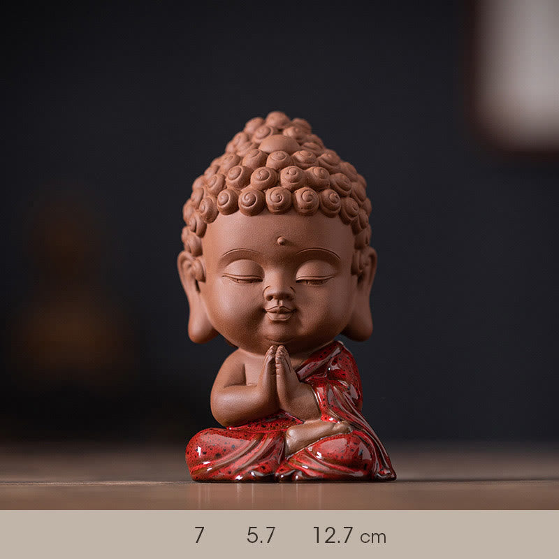 Buddha Stonesミニゴータマ仏陀釈迦牟尼観音観音菩薩地蔵菩薩セレニティセラミックデスク装飾 - ゴータマ・ブッダ・釈迦牟尼仏 7*5.7*12.7cm - image 1