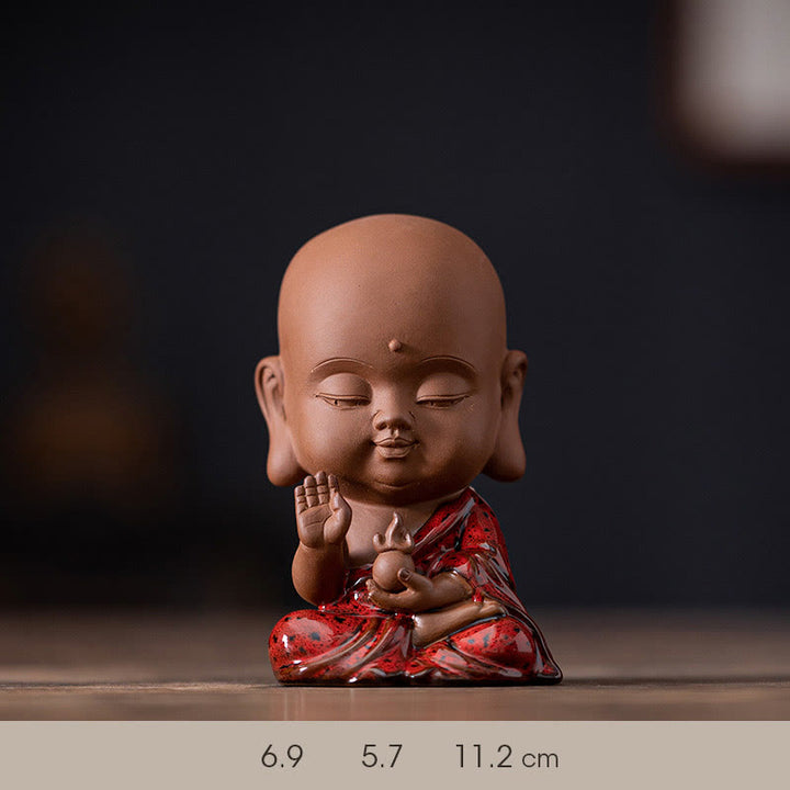Buddha Stonesミニゴータマ仏陀釈迦牟尼観音観音菩薩地蔵菩薩セレニティセラミックデスク装飾 - 地蔵菩薩 6.9×5.7×11.2cm - image 17