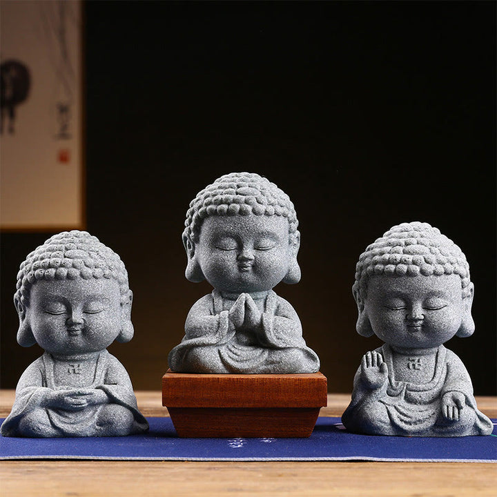 Buddha Stones瞑想 祈り 仏陀 慈悲 静寂 室内装飾 - 3PCS仏像 - image 0