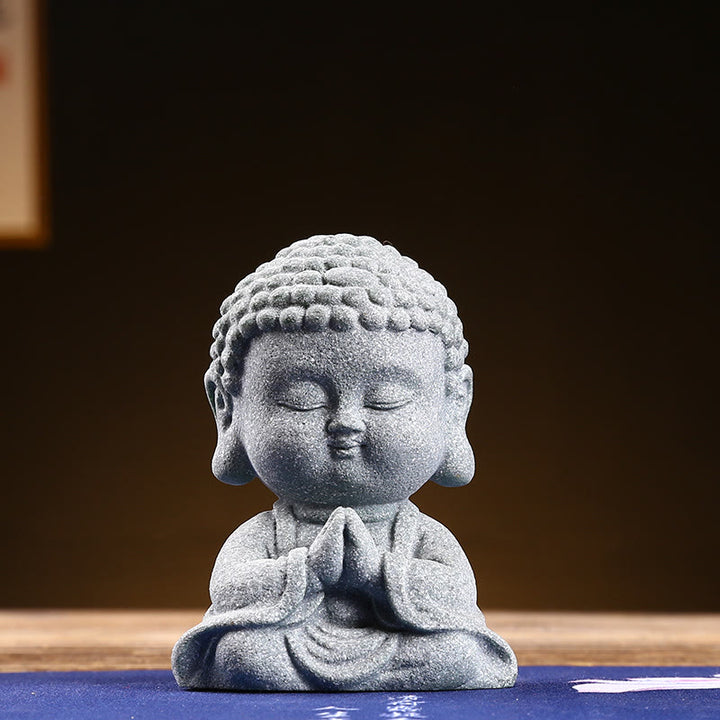 Buddha Stones瞑想 祈り 仏陀 慈悲 静寂 室内装飾 - 祈る仏像 6.7×4.5×9.5cm - image 1