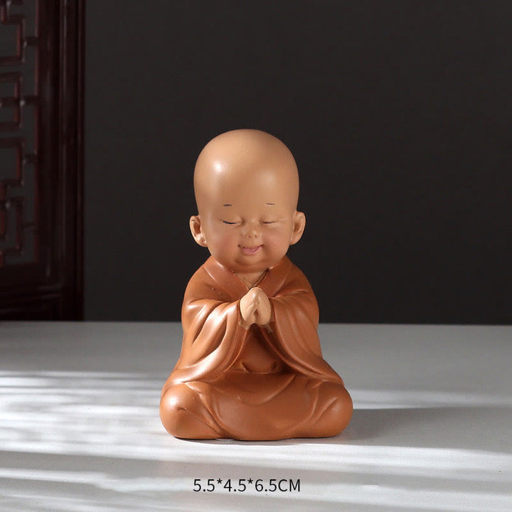 Buddha Stones小さなミニ瞑想 祈る僧侶 静寂 樹脂製 ホームデコレーション - 祈る僧侶 5.5*4.5*6.5cm - image 2