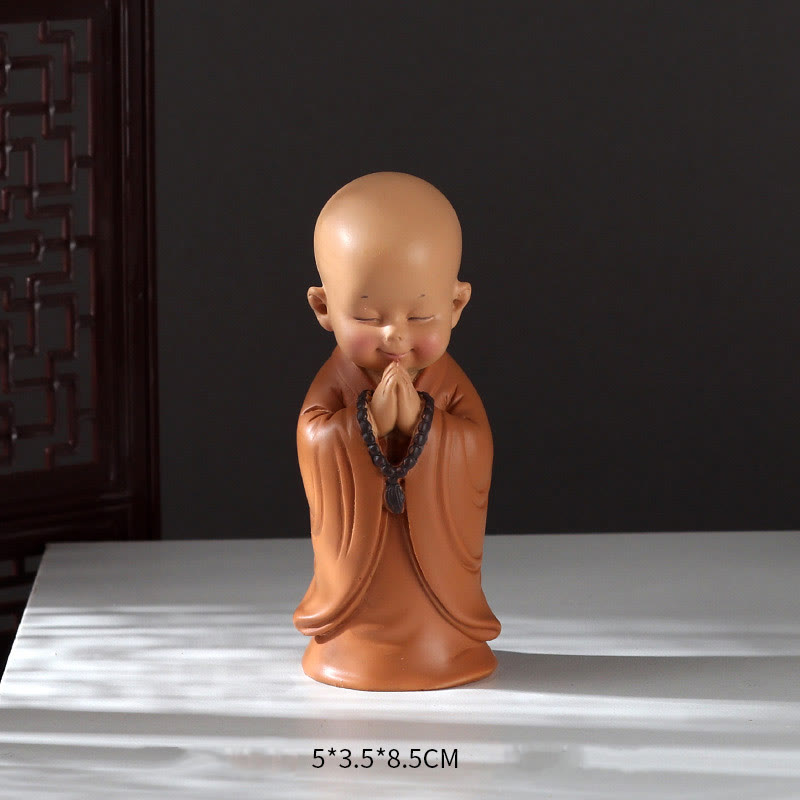 Buddha Stones小さなミニ瞑想 祈る僧侶 静寂 樹脂製 ホームデコレーション - 頭を下げて祈る僧侶 5.5×3.5×8.5cm - image 18
