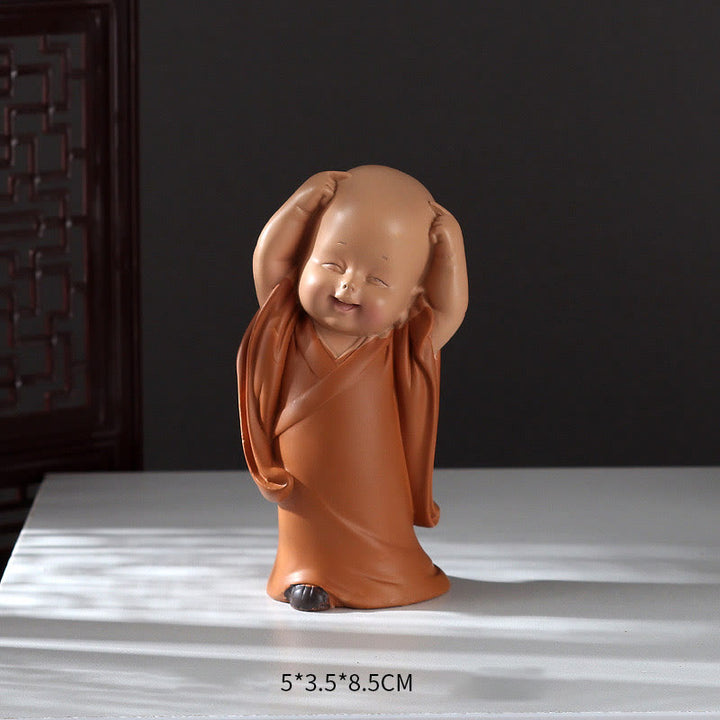 Buddha Stones小さなミニ瞑想 祈る僧侶 静寂 樹脂製 ホームデコレーション - 頭を掻く僧侶 5.5*3.5*8.5cm - image 14
