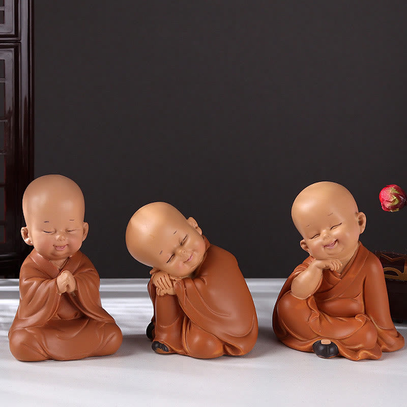 Buddha Stones小さなミニ瞑想 祈る僧侶 静寂 樹脂製 ホームデコレーション - image 3