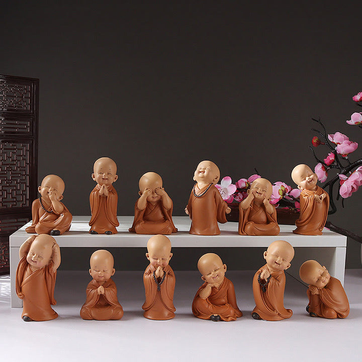 Buddha Stones小さなミニ瞑想 祈る僧侶 静寂 樹脂製 ホームデコレーション - image 0