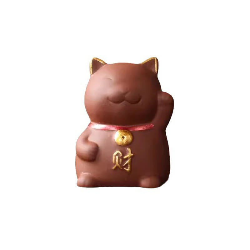 Buddha Stonesミニ招き猫富茶ペット紫粘土置物装飾 - image 3