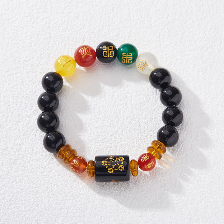 Buddha Stones ブラックオニキス レッドアゲート 金運 知恵 魔除け 開運 ブレスレット