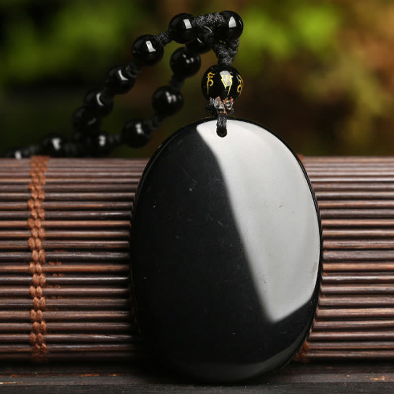 Buddha Stones黒曜石 鯉 ビーズ ロープ 成就 強さ ネックレス ペンダント