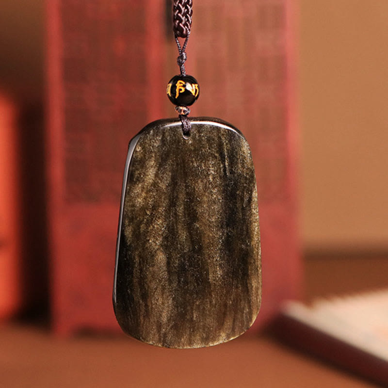 Buddha Stones金彩黒曜石 三匹のヤギ 幸運をもたらす 富のネックレスペンダント