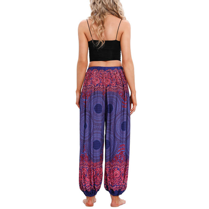 Buddha Stonesのゆったりとした円形の花柄ハーレムパンツレディースヨガパンツ - image 13