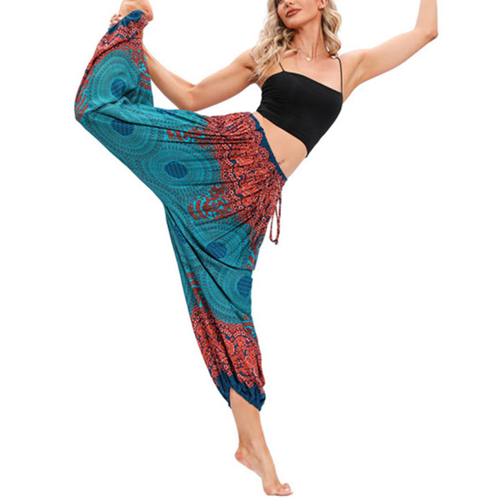 Buddha Stonesのゆったりとした円形の花柄ハーレムパンツレディースヨガパンツ - image 10