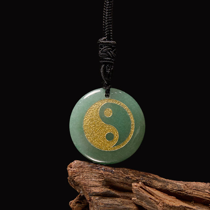 Buddha Stones各種クリスタルアメジストタイガーアイグリーンアベンチュリン陰陽スピリチュアルネックレスペンダント
